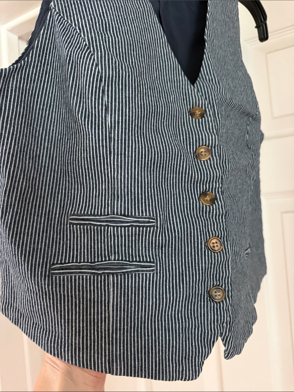 Rachel Zoe Navy and White Pinstripe Vest - Picture 2 of 5